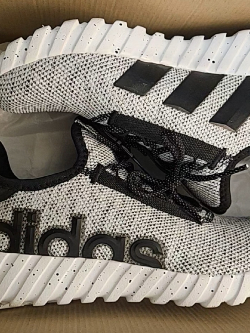 adidas Men's Black and White Knit Running Shoes